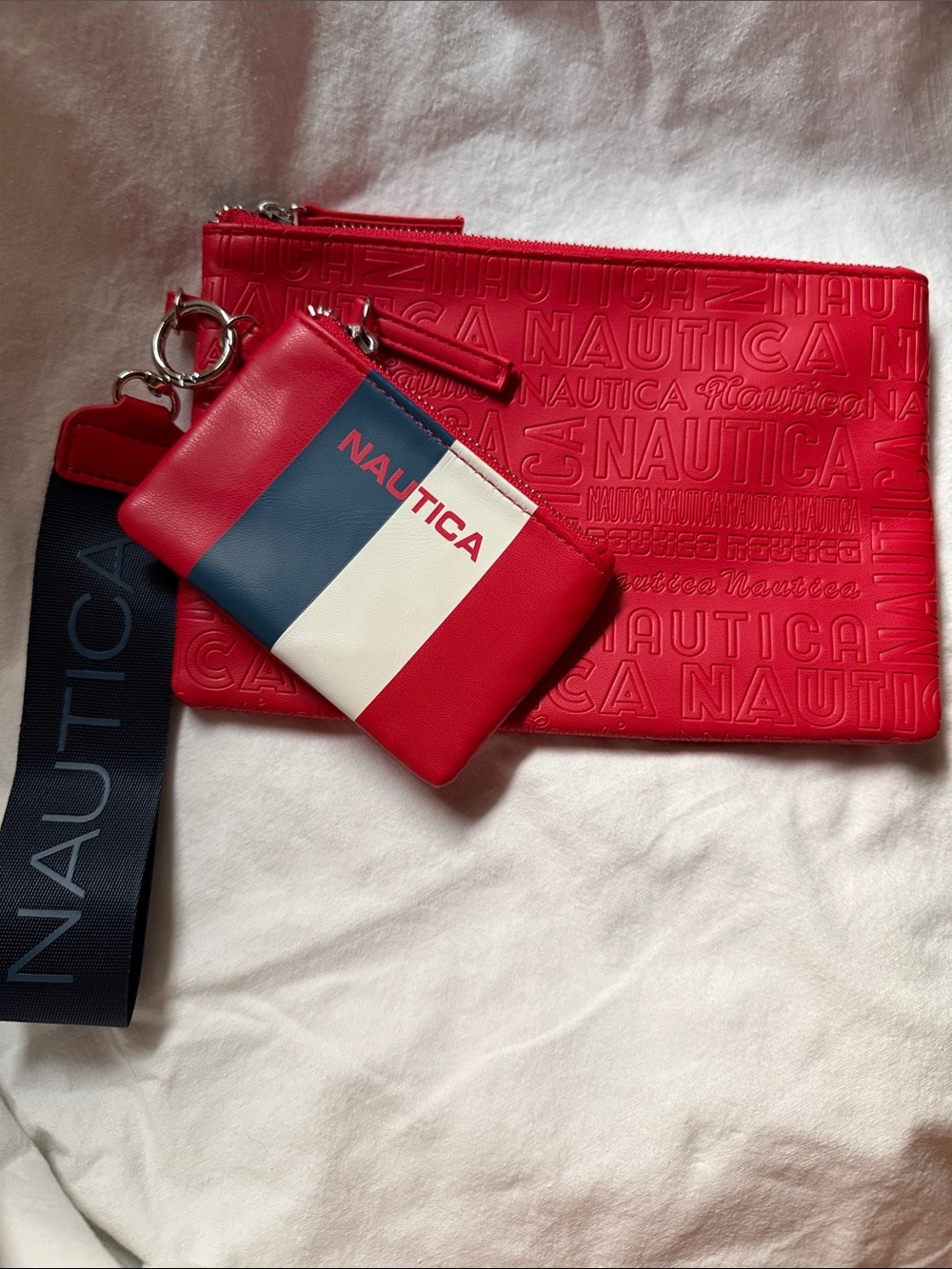 Nautica Red, Navy & White Tricolor Wristlet Set